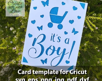 Its a Boy, Baby Shower Insert Card, SVG template, Paper cutting, New baby card, Baby Greetings Card Design for Cricut Joy, Explore, Maker.