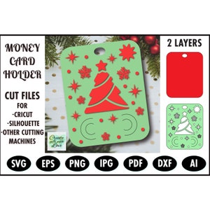 Titular de la tarjeta de dinero SVG. Tarjeta de regalo de Feliz Navidad. Funciona con Cricut Joy, Explore, Maker y más. Tamaño 4" x 5" Corte de papel. Digital.