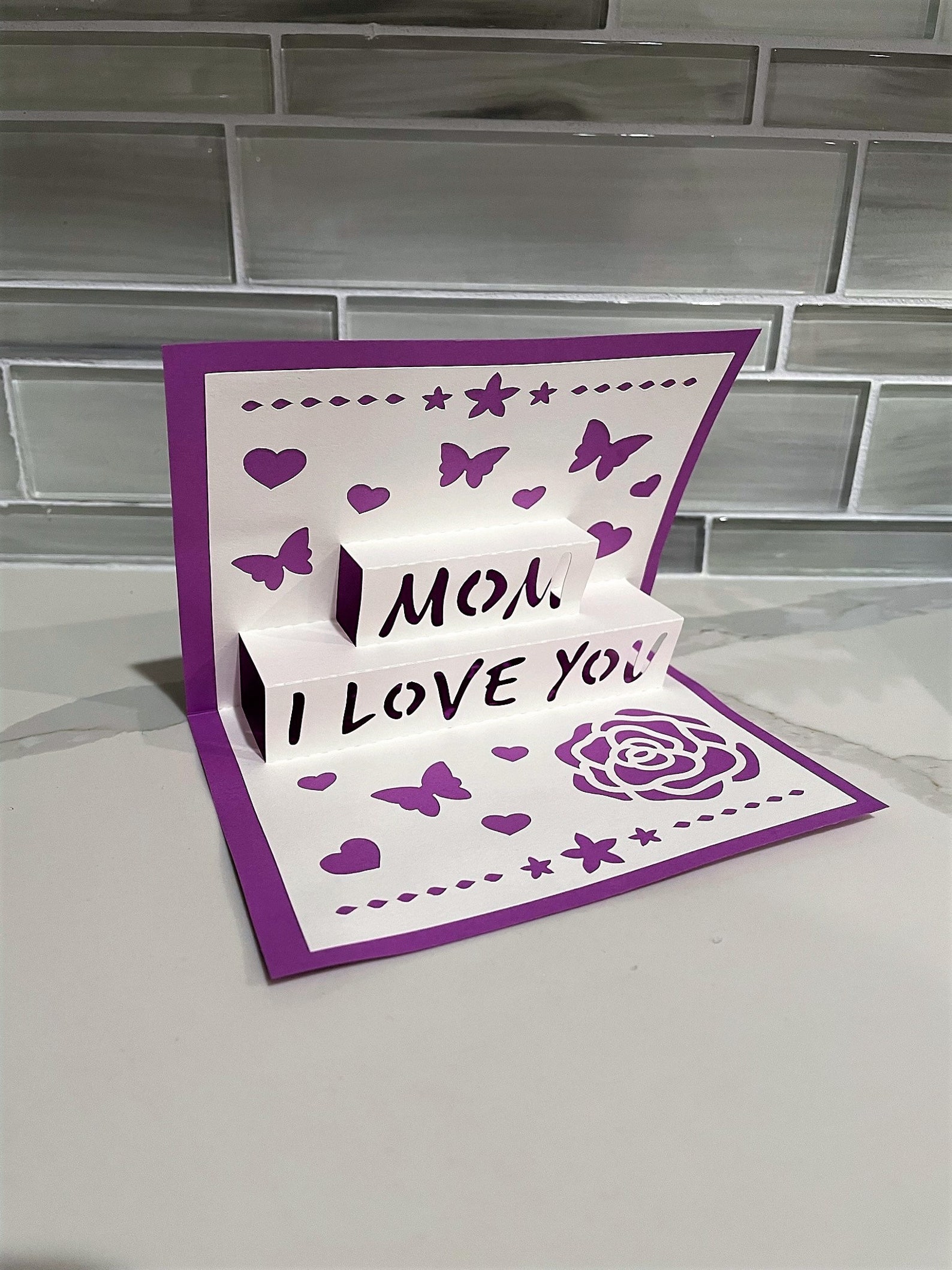 I Love You Mom. Pop up Card SVG. Mothers Day Cutting Card, SVG Template ...