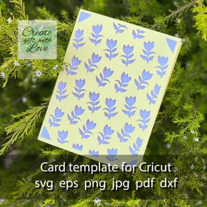 Fichier de découpe de modèle SVG de carte avec des fleurs (tulipes) pour Cricut Joy.