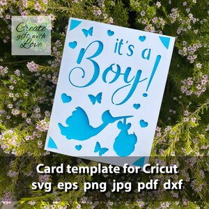 Its a Boy, Baby Shower Insert Card, SVG template, Paper cutting, New baby card, Baby Greetings Card Design for Cricut Joy, Explore, Maker.