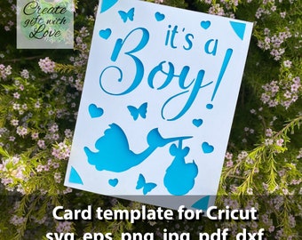 Its a Boy, Baby Shower Insert Card, SVG template, Paper cutting, New baby card, Baby Greetings Card Design for Cricut Joy, Explore, Maker.