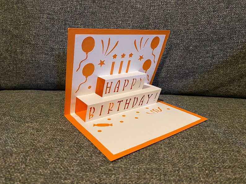 DIY Popup Happy Birthday Card. Silhouette. Card Template Etsy