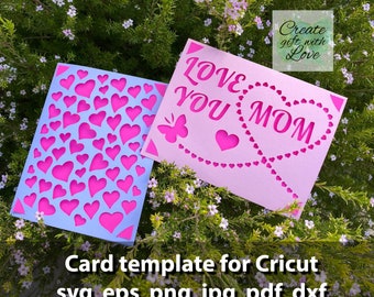 Mothers day cut cards SVG template file for any Cricut. Silhouette and PDF files for cutting. Instant Download. Ready card - 4.25 x 5.5.