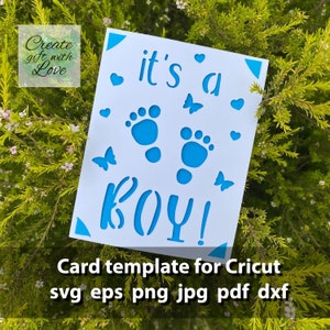 Its a Boy, Baby Shower Insert Card, SVG template, Paper cutting, New baby card, Baby Greetings Card Design for Cricut Joy, Explore, Maker.