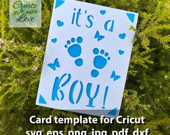 Its a Boy, Baby Shower Insert Card, SVG template, Paper cutting, New baby card, Baby Greetings Card Design for Cricut Joy, Explore, Maker.