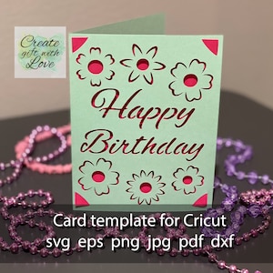 Birthday Card SVG template cut file for Cricut Joy.