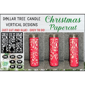 Dollar Tree Christmas Candles SVG, Papercut, Christmas Candle Design, Paper cutting, Santa Candle, Christmas Gift Decor, Cricut, Silhouette
