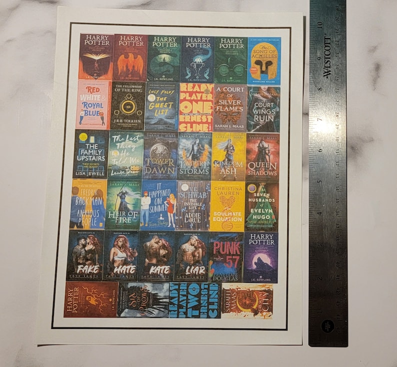 Custom Sheet of 34 Book Journal Stickers image 2