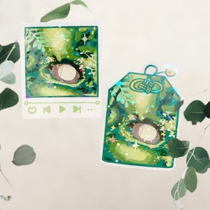 Holo Glitter Waterproof Vinyl Die-Cut Sticker| Japanese Omamori/Playlist Ghibli Inspired My Neighbor Anime