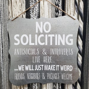 No Soliciting Door Sign, introvert and antisocial door sign, funny no soliciting sign, door decor