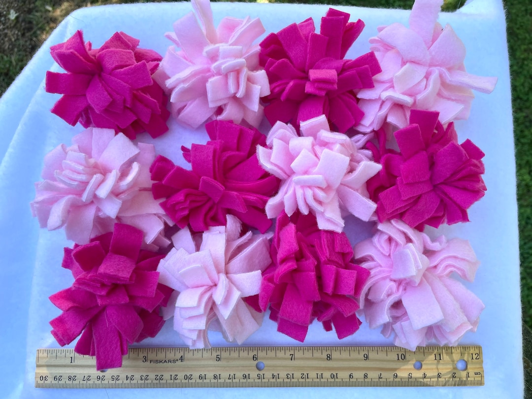 Set of 12 Pink Fleece Pom Poms Dogs Cats Hedgehogs Sugar Etsy