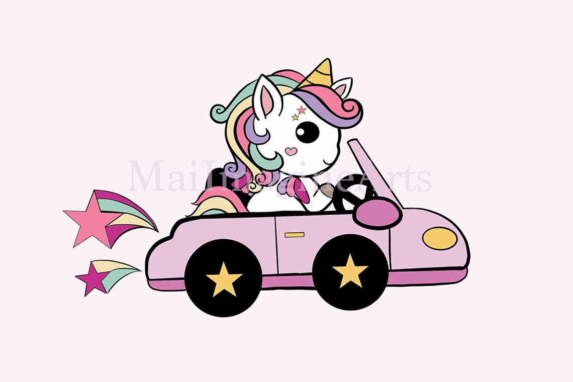 Unicorn Driving A Car Instant Download Printable Digital | Etsy