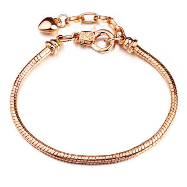 18K Gold Adjustable Simple Charm Bracelet,Rose Gold,Silver,Simple European Snake Chain Charm Bracelet,For Women,Men,Her,Him,Unisex Bracelet