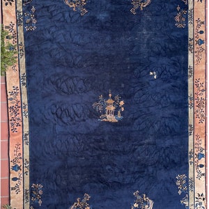 antique peking chinese art deco rug 11 x 15