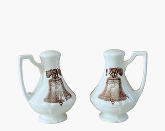 Rare unique vintage English ironstone ceramic salt and pepper shaker set