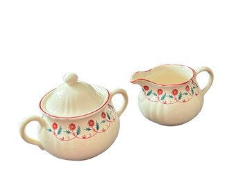 Vintage Habitat Cinnibar Milk Jug & Sugar Bowl Set