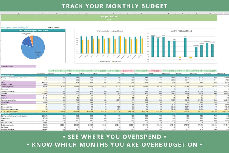 Excel All-in-One Personal Finance Spreadsheet | Income and Expense Tracker, Budget Tracker, Debt Tracker, Assets Tracker, Net Worth Tracker image 4