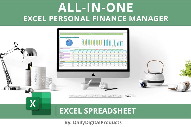 Excel All-in-One Personal Finance Spreadsheet | Income and Expense Tracker, Budget Tracker, Debt Tracker, Assets Tracker, Net Worth Tracker image 1