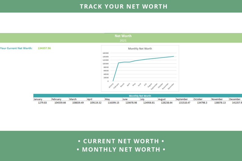 Excel All-in-One Personal Finance Spreadsheet | Income and Expense Tracker, Budget Tracker, Debt Tracker, Assets Tracker, Net Worth Tracker image 7