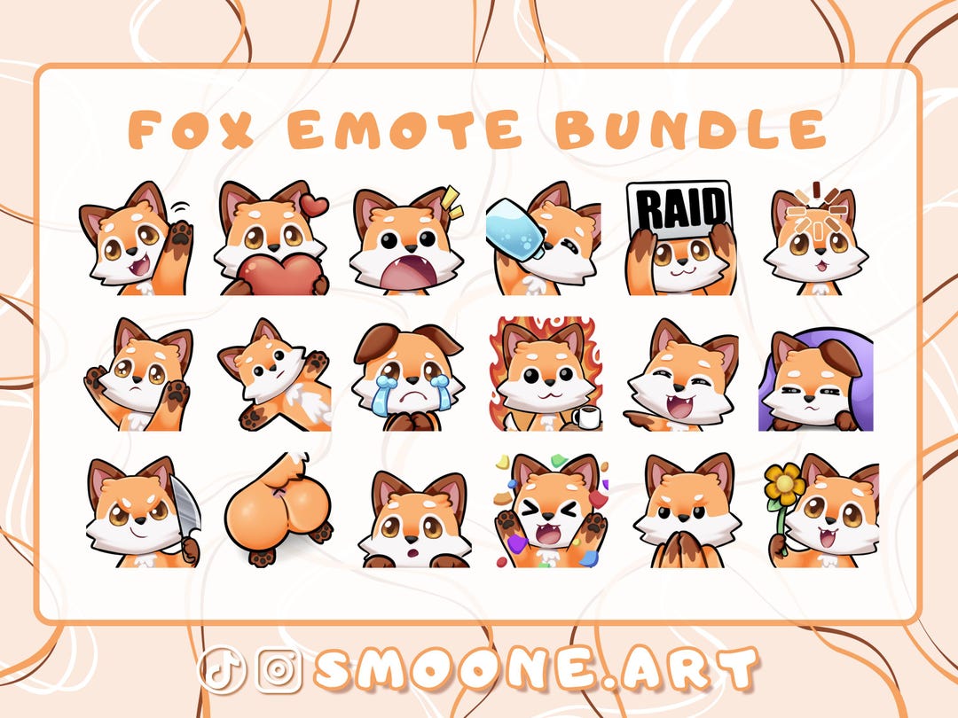 Fox Emotes Bundle (18) - Twitch / Discord / Youtube - Etsy