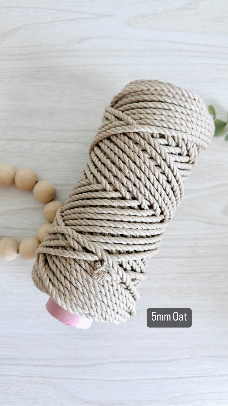 Tenn Well 5mm Macrame Cord - 50 Meter Braided Cotton Rope For Plant Hangers & Crafts