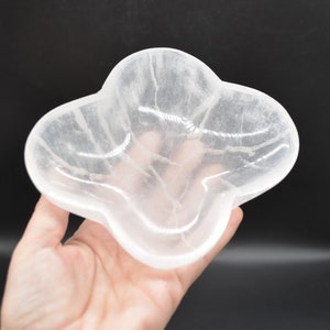 Selenite Freeform Clover Shaped Crystal Charging Bowl - 15cm - 1 Count