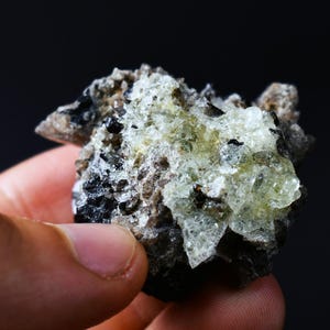 Fluorescent Hyalite Opal With Smoky Quartz & Black Tourmaline - Mineral From Erongo Mountains, Namibia 34 grams