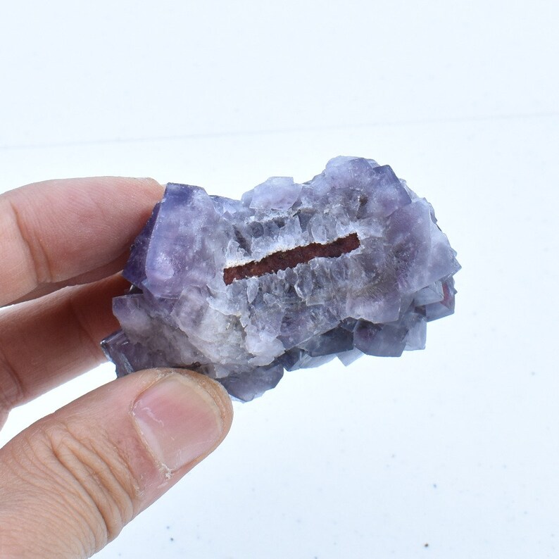 Purple Fluorite Raw Cluster Specimen - Sourced Greenlaws Mine, England, UK - 127 Grams #GLF03-10 image 4