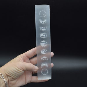 Selenite Moon Phase Rectangular Charging Stick Plate - 20cm - 1 Count