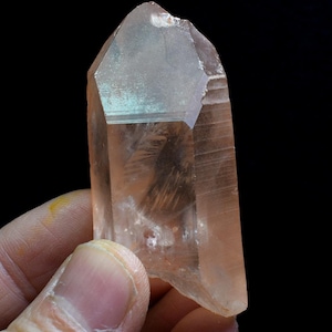 Punta, torre, bacchetta di cristallo di quarzo lemuriano mandarino dal Brasile - 6 cm - 54 grammi