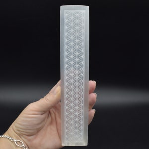 Selenite Flower Grid Rectangular Charging Stick Plate - 20cm - 1 Count