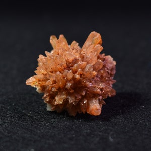 May include: A cluster of orange-brown crystals with a rough, textured surface. The crystals are arranged in a radial pattern, creating a unique and eye-catching display.