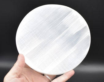 Placa de carga redonda de selenita - 14,5 cm - 1 unidad