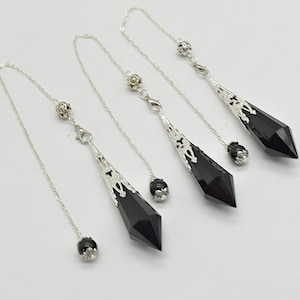 Black Obsidian Faceted Crystal Pendulum -   7cm