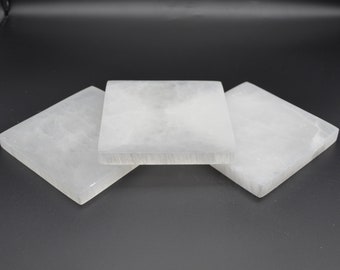 Placa de carga cuadrada de selenita - 14,5 cm - 1 unidad