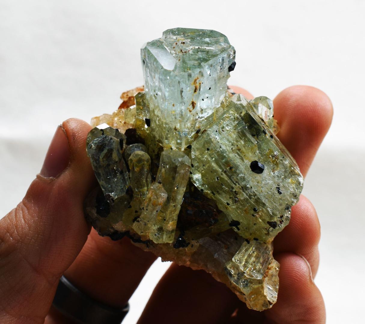 ナミビア、エロンゴ山脈産、ベリル変種アクアマリン（ショールブラック