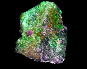 Fluorescent Hyalite Opal With Black Tourmaline - Mineral From Erongo Mountains, Namibia, 31 grams