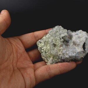 Fluorescent Hyalite Opal With Smoky Quartz Black Tourmaline - Mineral From Erongo Mountains, Namibia,  97 grams