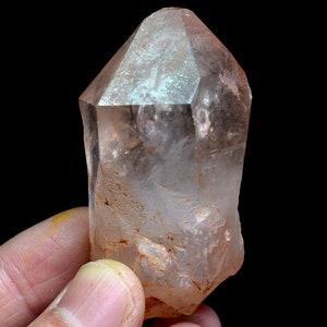 Mandarijn Lemurische kwarts, dubbel beëindigd, kristalpunt, toren, toverstaf uit Brazilië - 6,2 cm - 84 gram