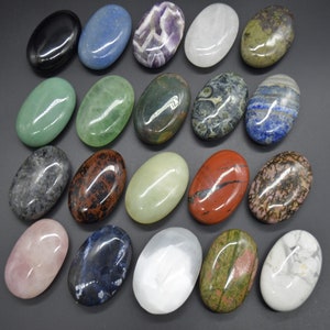 Natural Polished Semi-Precious Smooth Crystal Gemstone Palm Stone - 6cm x 4cm x 2cm - 20 Options