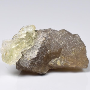 Fluorescent Hyalite Opal With Smoky Quartz, Black Tourmaline - Mineral From Erongo Mountains, Namibia,  9 grams