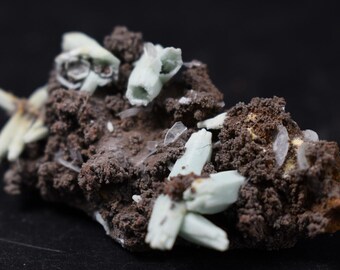 Raro grupo de plumbogummita con cerusita - Mina Daoping, China. Pseudomorfos azul verdosos tras piromorfita - 13 gramos.