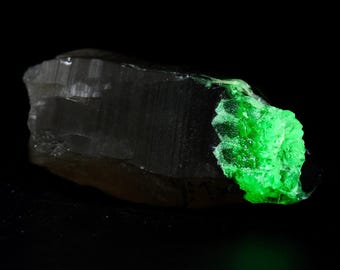 Fluorescent Hyalite Opal With Smoky Quartz - Mineral From Erongo Mountains, Namibia, 50 grams
