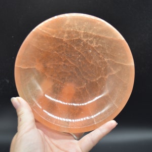 13.5cm - 14.5cm Large Orange Selenite Round Charging Bowl - 1 Count