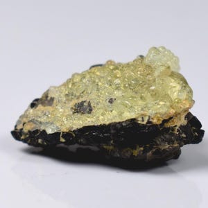 Fluorescent Hyalite Opal With Smoky Quartz Black Tourmaline - Mineral From Erongo Mountains, Namibia, 4 grams