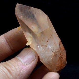 Tangerine Lemurian Quartz Twin Crystal Point, Turm, Zauberstab aus Brasilien – 5,7 cm – 33 Gramm