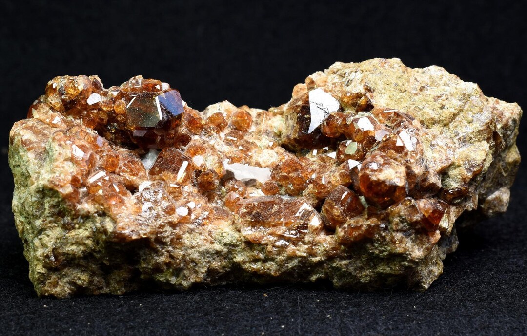 Grossular Garnet Hessonite Cluster With Green Epidote Crystal Specimen ...
