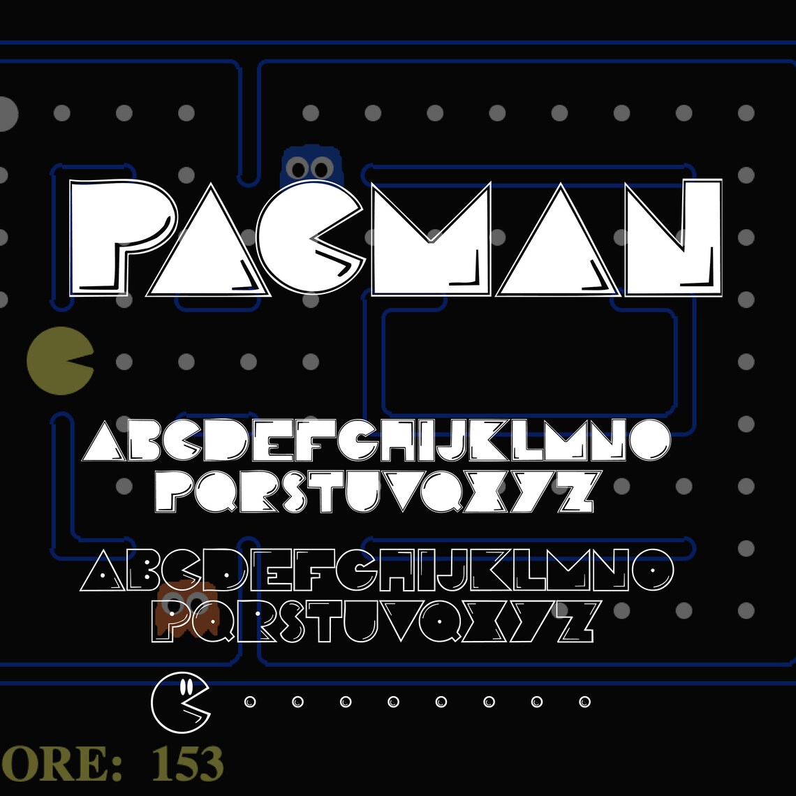 PacMan Original Font Fonts Type Design Kit OTF TTF True | Etsy