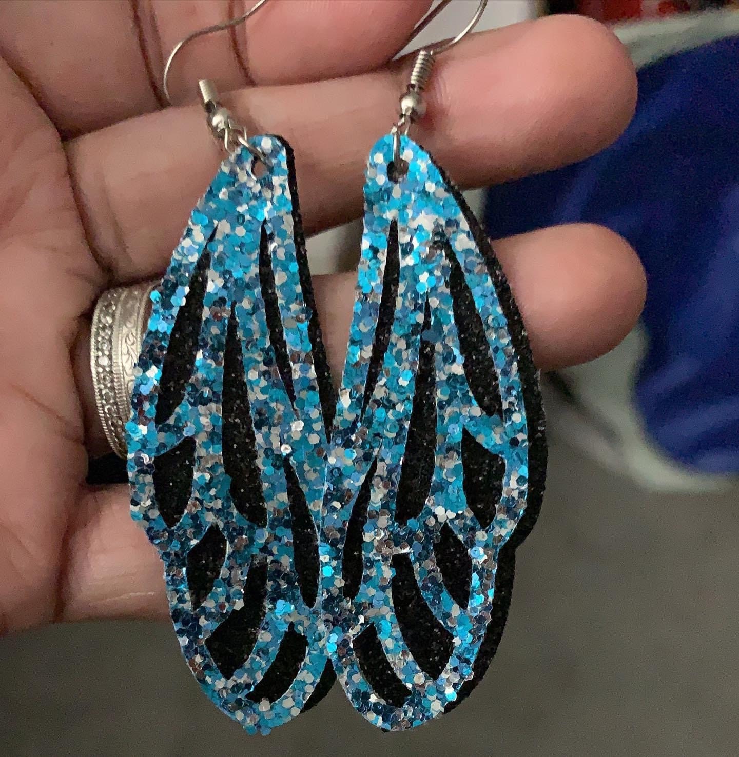Feather Cutout Faux Leather Earrings Etsy